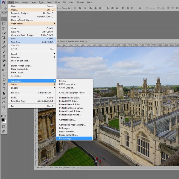 How to create a Panorama using Photomerge